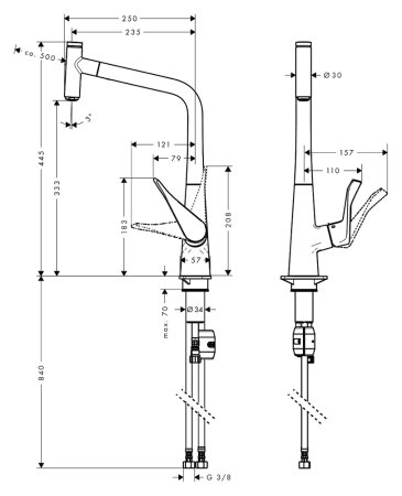 Смеситель для кухонной мойки Hansgrohe Metris Select 14884800 