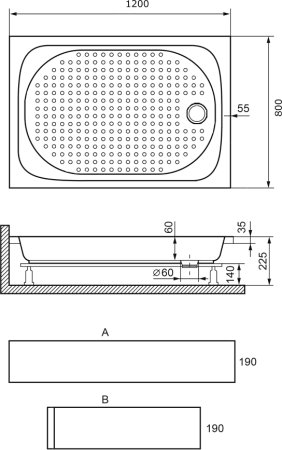Поддон для душа RGW Acrylic Lux/TN 120x80 