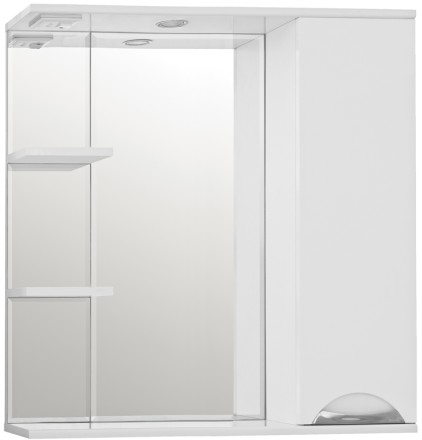 Зеркало со шкафом Style Line Жасмин 80 С с подсветкой Белый глянец 