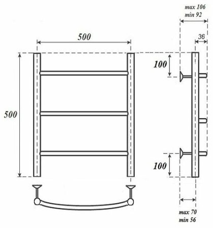 Электрический полотенцесушитель Point Афина PN04155E П3 500x500 левый/правый Хром 