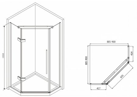 Душевой уголок Abber Ewiges Wasser 90x90 AG05090M профиль Хром стекло матовое 