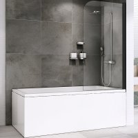 Шторка на ванну Abber Ewiges Wasser 100х140 AG52100B профиль Черный стекло прозрачное