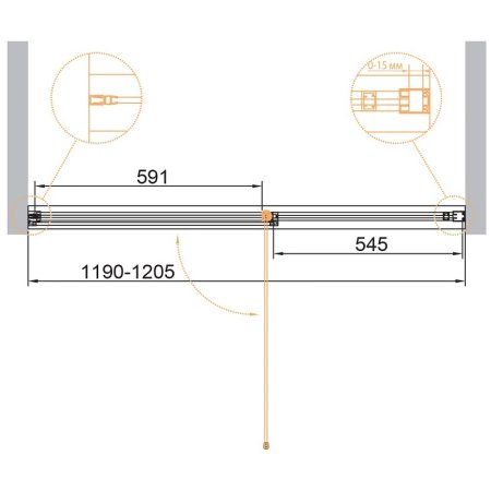 Душевая дверь в нишу Cezares URBAN-B-12-120-C-NERO с черным профилем 