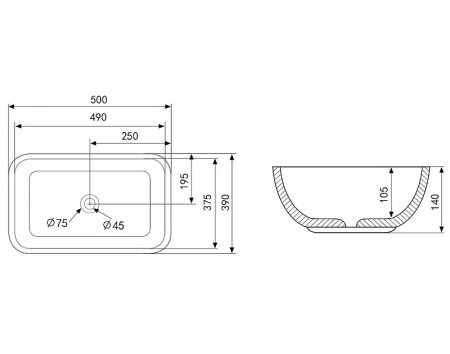 Раковина-чаша Abber Rechteck 50 AC2202MG Серая матовая 