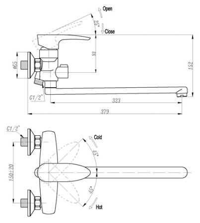 Смеситель Triton Модена 19007A-D74 универсальный 