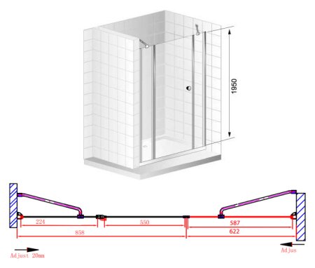 Душевая дверь в нишу Cezares Elena B13 60/60/30 P Cr L 