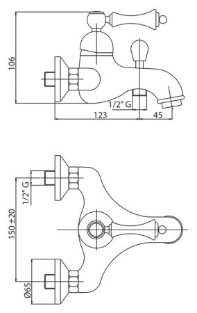 Смеситель Cezares Margot MARGOT-VM-03/24-M для ванны с душем 