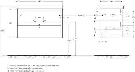 Тумба с раковиной BelBagno KRAFT 39-800/390-2C-SO-BO Bianco Opaco 