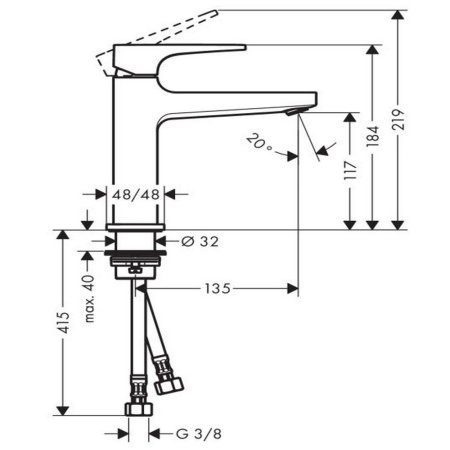 Смеситель Hansgrohe Metropol 32507000 для раковины, с донным клапаном Push-Open 