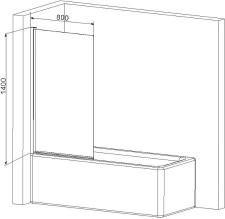 Шторка на ванну AM.PM Gem 80 W90BS-D080-140CT профиль Хром стекло прозрачное 