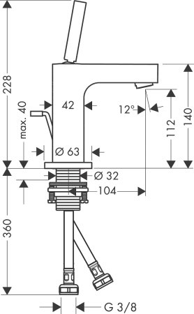 Смеситель Axor Citterio 39010950 для раковины, шлифованная медь 