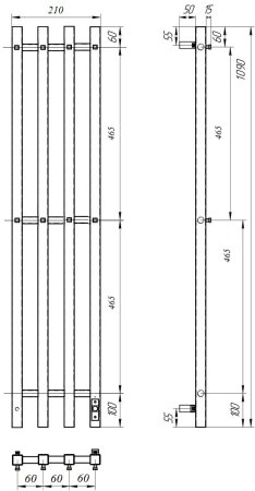 Полотенцесушитель электрический APEXTERMO Sirius SR10113WM 1100x180 с крючками, белый матовый 
