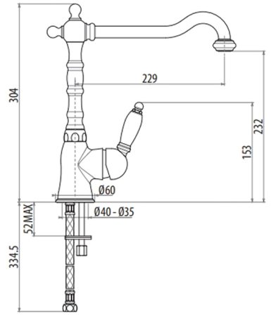 Смеситель для кухни Gattoni Retro 6013565C0 Хром 