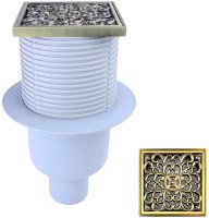 Душевой трап Bronze de Luxe Узоры 21962-57 с решеткой Бронза