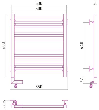 Полотенцесушитель электрический Сунержа Модус 2.0 60х50 R 
