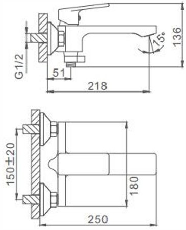 Смеситель для ванны Frap H46 F3246 Хром 