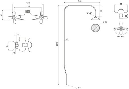 Душевая система Славен без излива Прораб  О (СЛ-ДВ-О42) 
