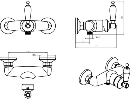 Смеситель для душа Boheme Vogue Crystal 224-CRST Хром 