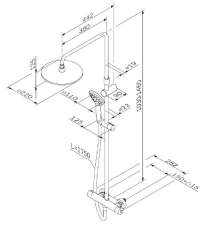 Душевая система AM.PM Gem F0790420 хром 