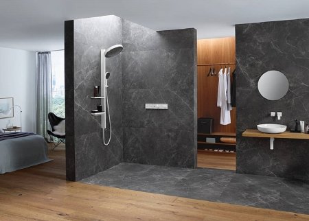 Смеситель для душа Hansgrohe RainSelect 15380670 с термостатом Черный матовый 