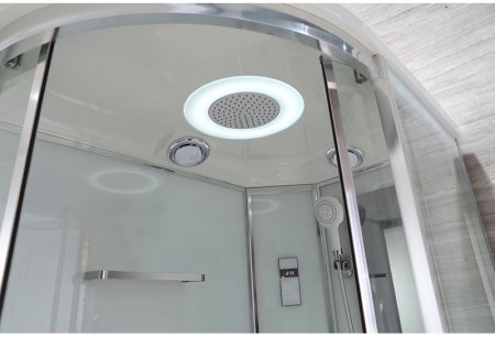 Душевая кабина Black&White Galaxy 550712r с гидромассажем профиль Серебристый хром задняя стенка Белая 