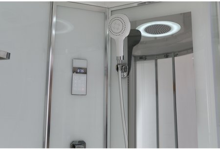 Душевая кабина Black&White Galaxy 550712r с гидромассажем профиль Серебристый хром задняя стенка Белая 