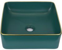 Раковина-чаша Bronze de Luxe 40 1063 Зеленая с золотым ободом