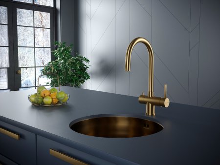 Смеситель Paulmark Heller He213218-BG для кухонной мойки, брашированное золото 