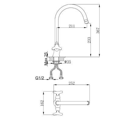 Смеситель D&K Hessen Goethe DA1382441 для кухонной мойки 