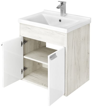 Тумба под раковину Aquaton Флай 60 1A237301FAX10 Белая Дуб крафт 