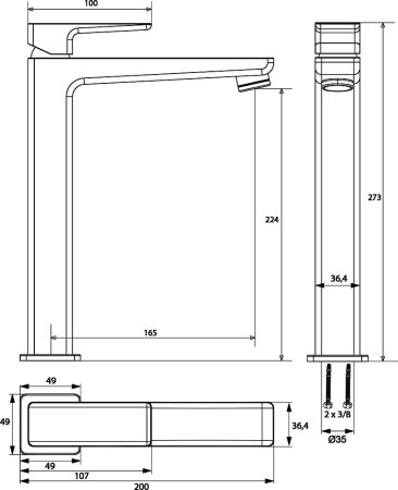 Смеситель Omnires Parma 7412 для раковины, хром-белый 