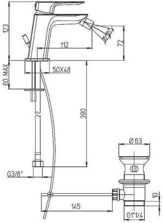 Смеситель для биде Paini Nove 09PZ306 Черный матовый 