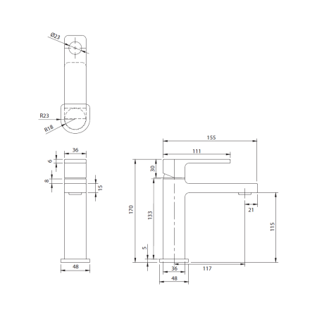 Смеситель для раковины Omnires Baretti BA7810BL чёрный 