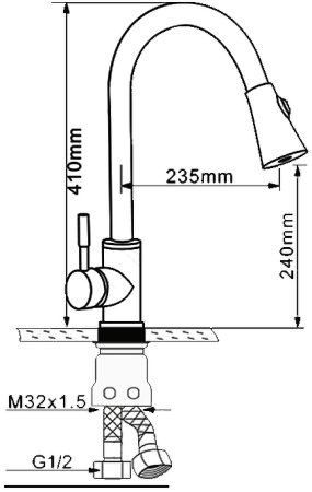 Смеситель для кухни Melana F8110 Сатин 