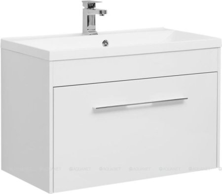 Тумба с раковиной Aquanet Августа 90 белый (ручка хром, раковина Нота 90) 