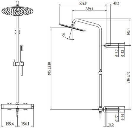 Душевая система Gattoni Circle Two 9195/PDBO Белая матовая 