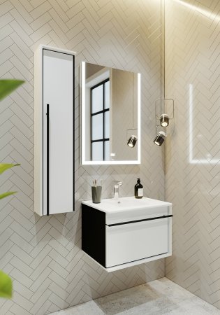 Шкаф пенал Roca Aneto 23 R 857467806 подвесной Белый глянец Черный матовый 