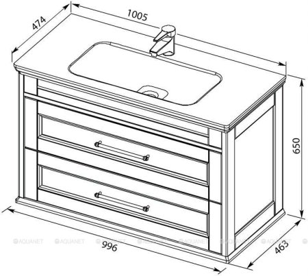 Тумба с раковиной Aquanet Бостон М 100 белый 