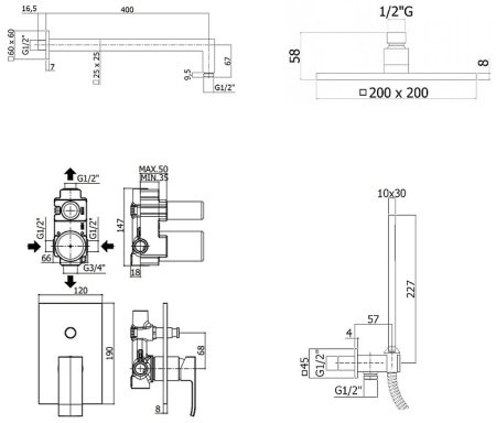 Душевая система Paffoni Elle KITEL015NO/M Черная матовая 