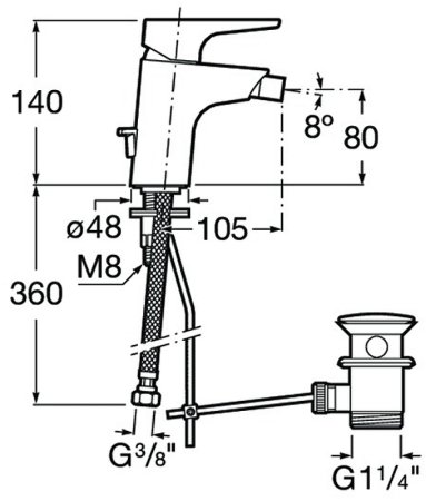 Смеситель для биде Roca Atlas 5A6090C0M Хром 