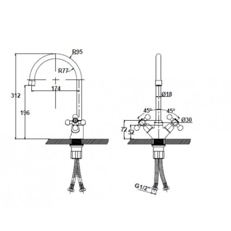 Смеситель для кухни Kaiser Carlson 11043 Хром 