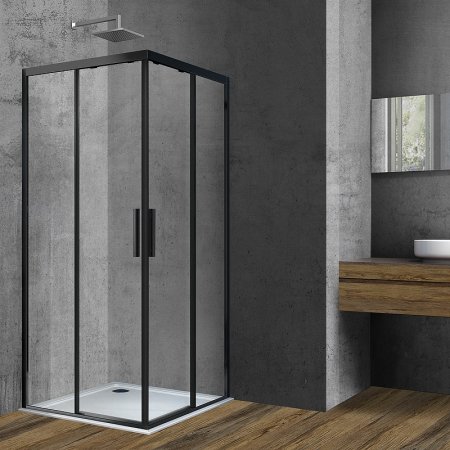 Душевой уголок Vincea Soft 90x90 VSS-3SO900CLB профиль Черный стекло прозрачное 