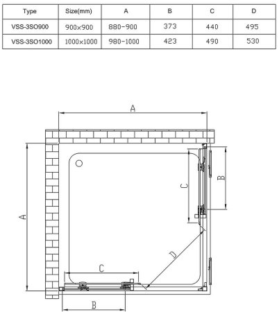 Душевой уголок Vincea Soft 90x90 VSS-3SO900CLB профиль Черный стекло прозрачное 