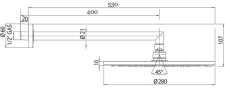 Верхний душ Bossini Cosmo H70596I.073 Черный матовый 