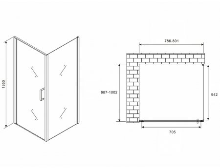 Душевой уголок Abber Sonnenstrand 80х100 AG04080M-S100M профиль Хром стекло матовое 