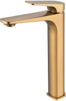 Смеситель для раковины высокий Shevanik S4211G, золотой сатин