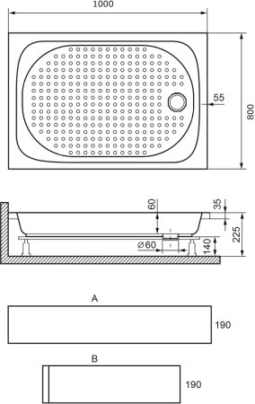 Поддон для душа RGW Acrylic Lux/TN 100x80 