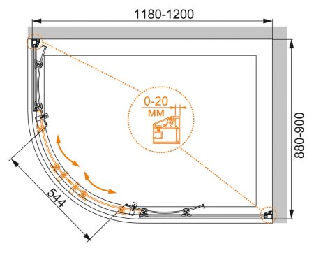 Душевой уголок Cezares Rosa RH2 120/90 RO Bi R 