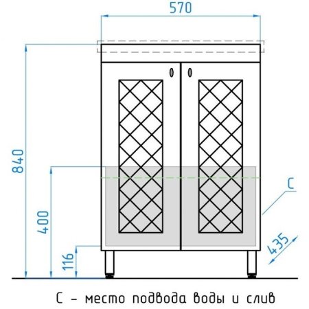 Тумба под раковину Style Line Канна 60 Люкс ЛС-00000726 Белый глянец 