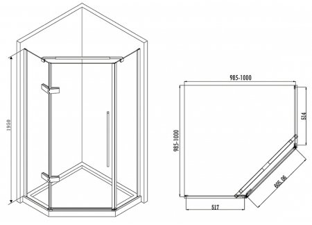 Душевой уголок Abber Ewiges Wasser 100x100 AG05100M профиль Хром стекло матовое 